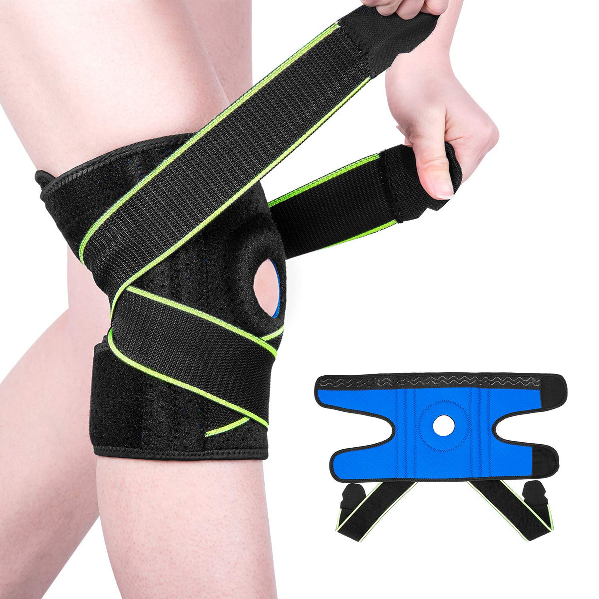 Genouillère avec stabilisateurs latéraux et coussinets de gel rotuliens pour hommes et femmes