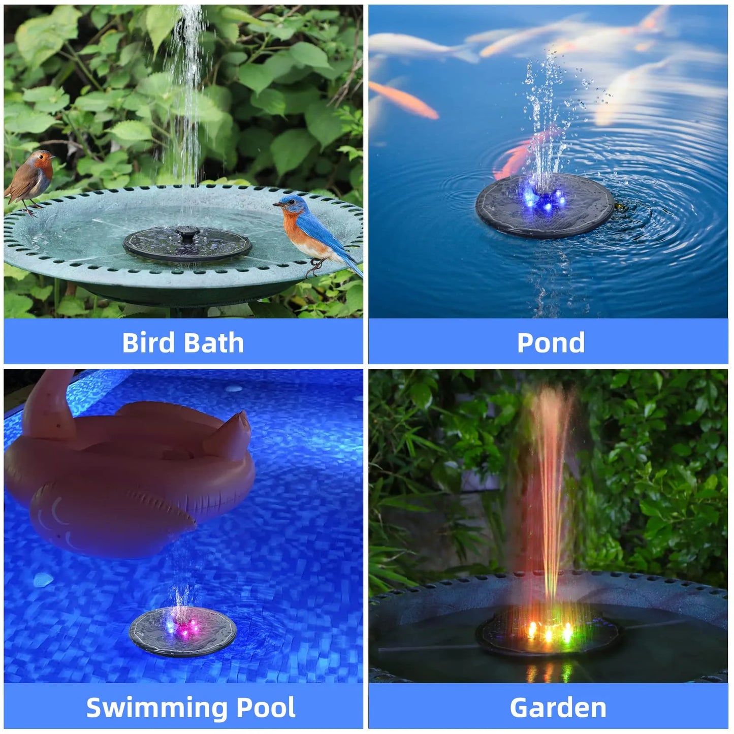 Sherem LED-beleuchteter Solar-Wasserbrunnen