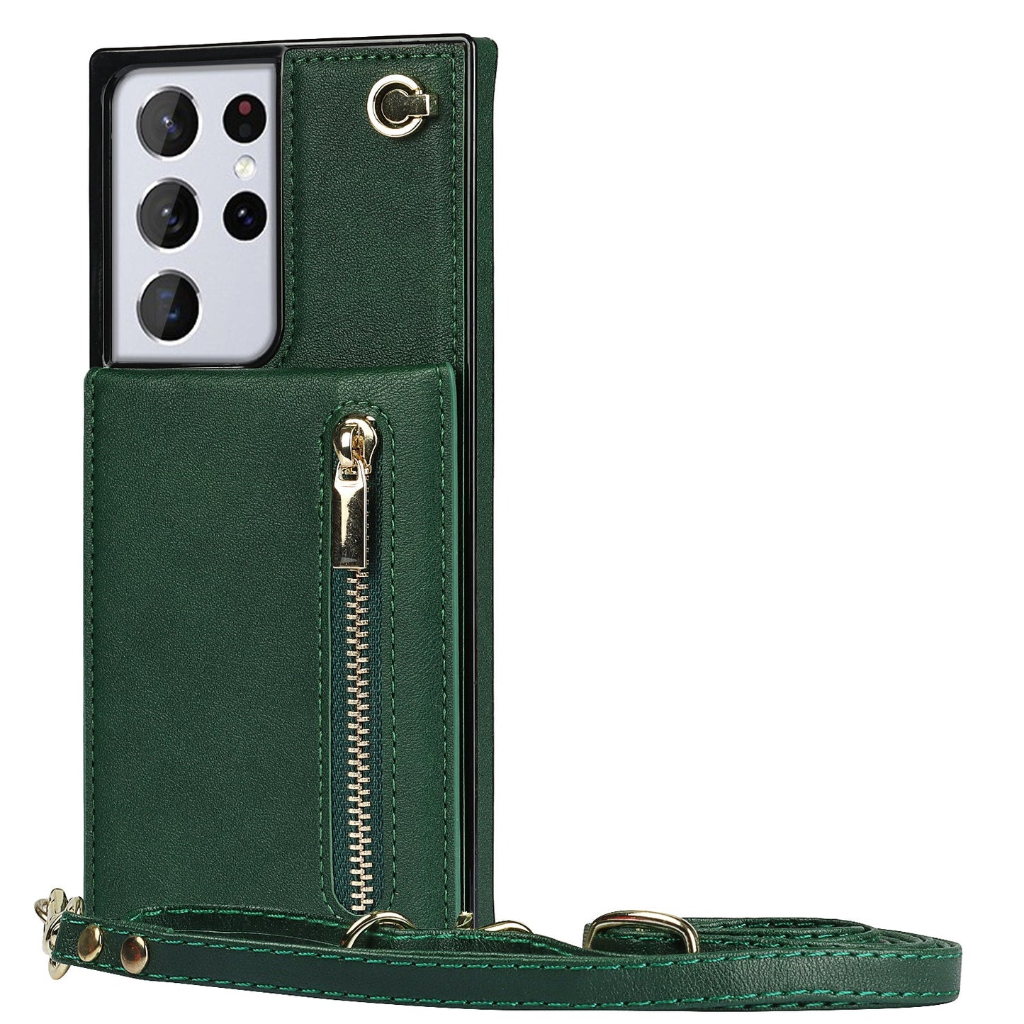 Neue Umhänge-Reißverschluss-Brieftaschen-Handyhülle für die Samsung S21 Serie