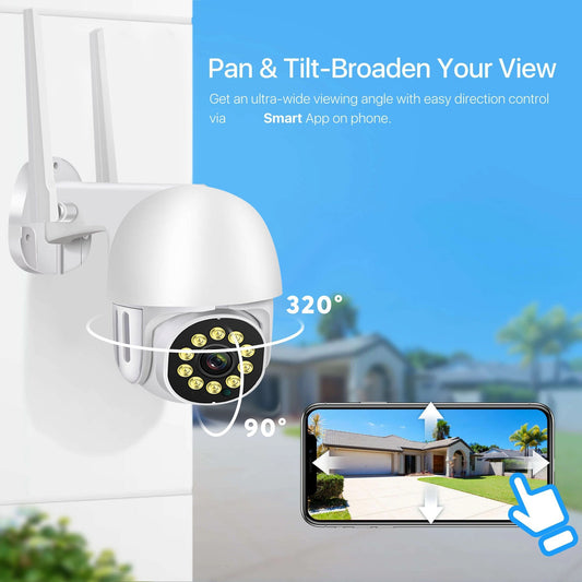 Caméra de Surveillance Domestique Extérieure PTZ WiFi