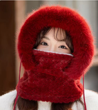 Women's scarf and plush hat two-piece set