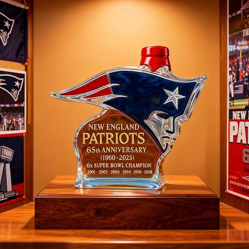 New England Patriots 65. Jubiläum 1960-2025 Personalisierte Whiskeyflasche