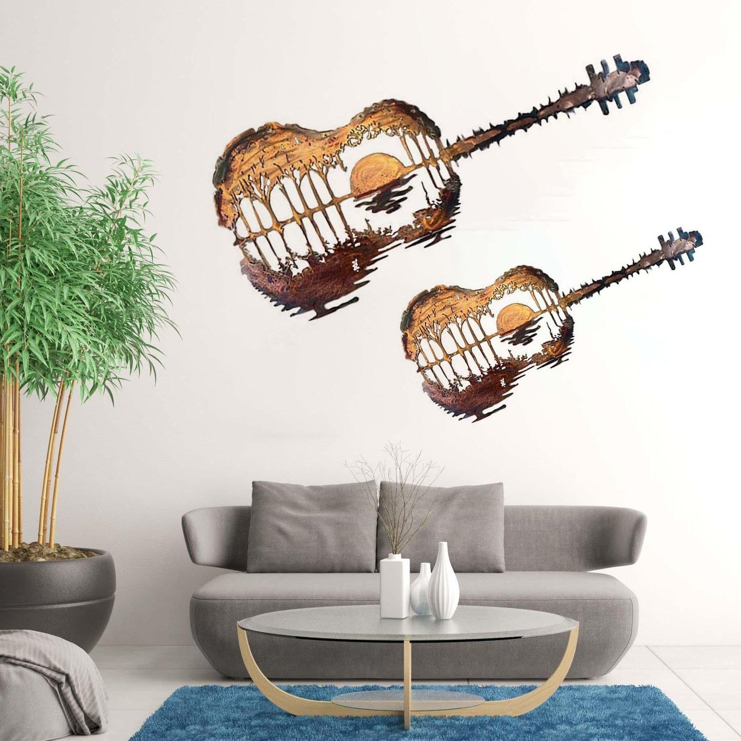 Handgemachte abstrakte Gitarre aus Metall | Gitarristenkunst