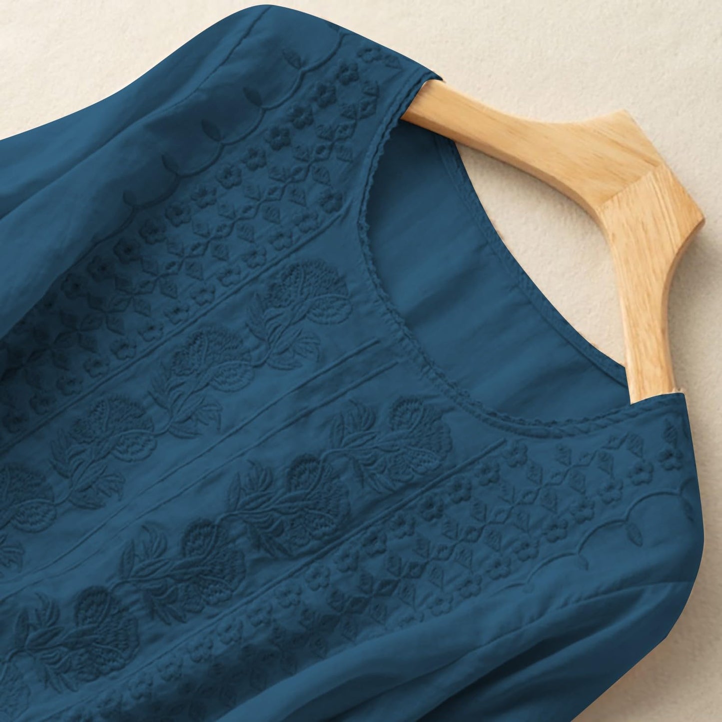 Linen Blouses for Women – 3/4 Sleeve Boho Embroidered Tops
