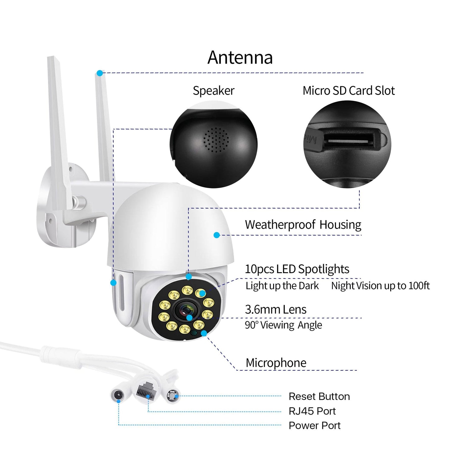 WLAN Outdoor PTZ Überwachungskamera für Zuhause
