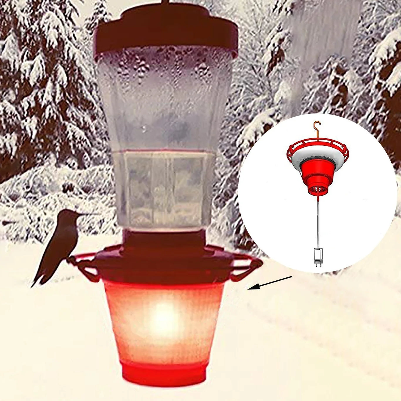 Kolibri-Futterspender-Heizung für den Winter außen