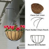 Metal Hanging Planter Basket with Coconut Liner