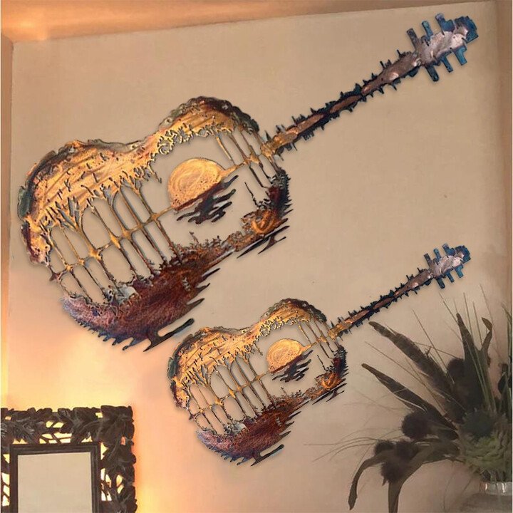 Handgemachte abstrakte Gitarre aus Metall | Gitarristenkunst
