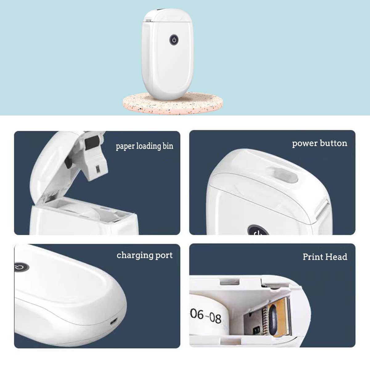Kabelloser Bluetooth Mini Thermo Etikettendrucker