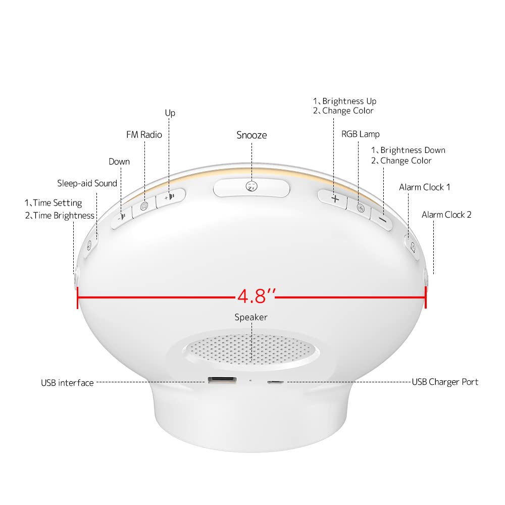 Sonnenlicht-Wecker-Radio mit Geräuschgenerator für Langschläfer