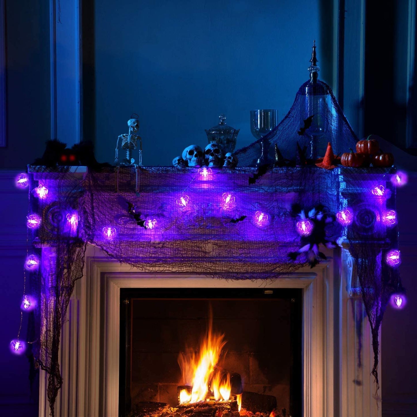 Halloween Lichterkette – Lila Fledermaus