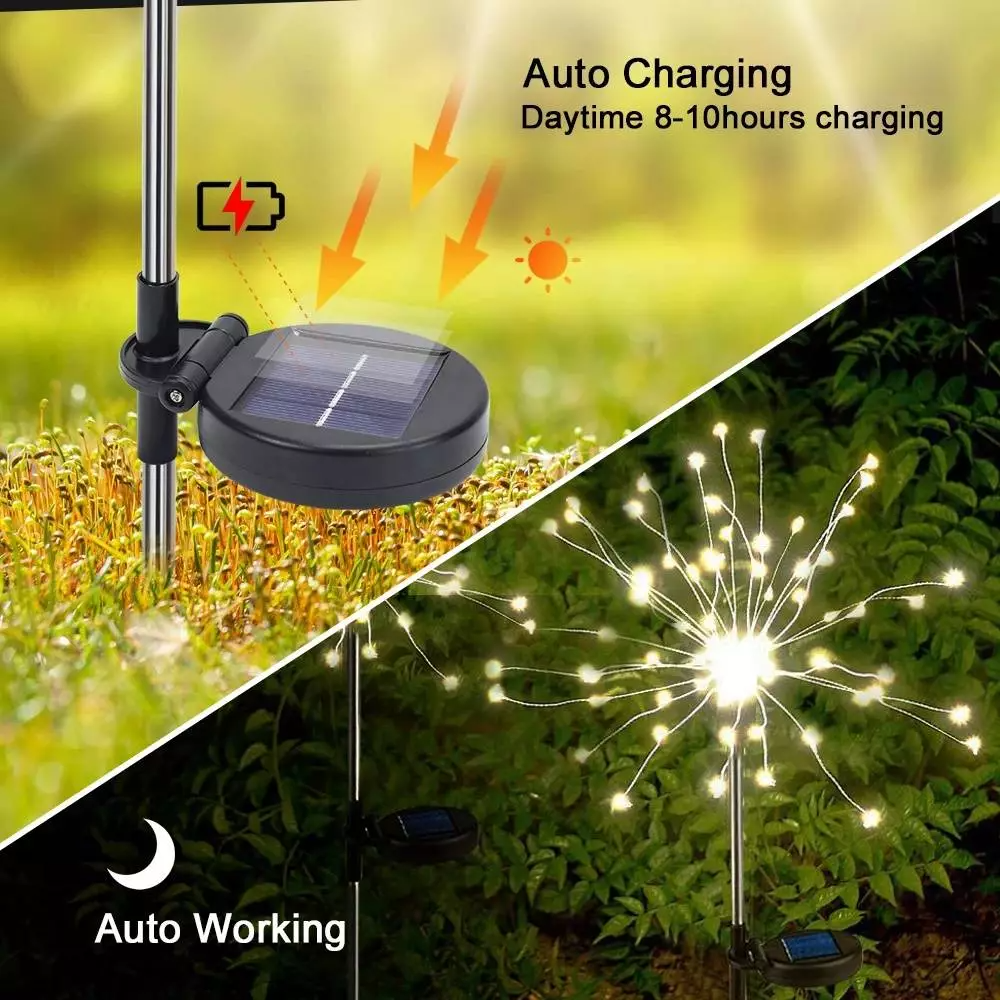 Lumière Solaire Extérieure Étanche Feux d'Artifice de Jardin - 150 LED