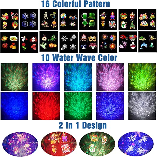 Halloween Projektor Lichter 16 Muster Folien Ozeanwelle 2-in-1
