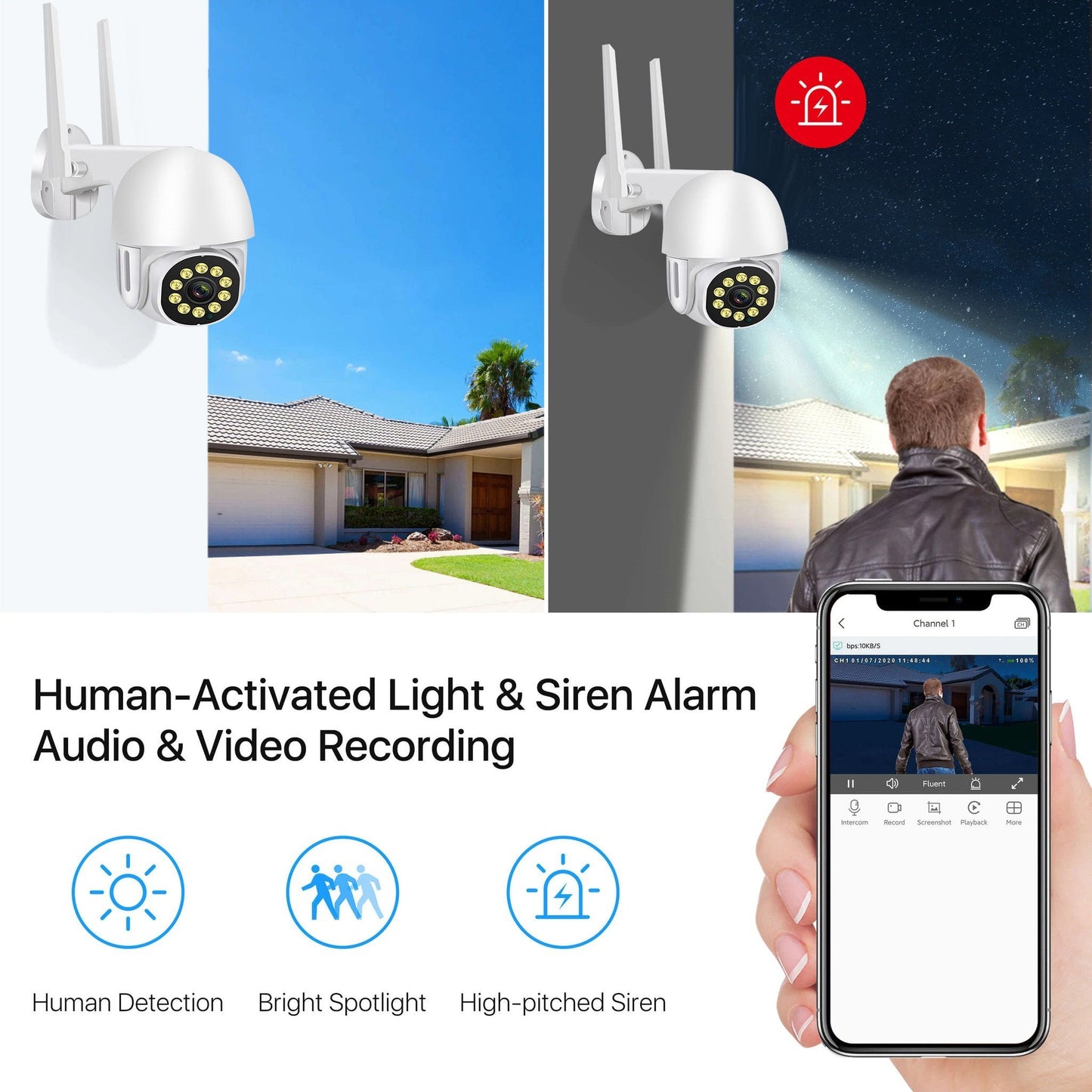 WLAN Outdoor PTZ Überwachungskamera für Zuhause