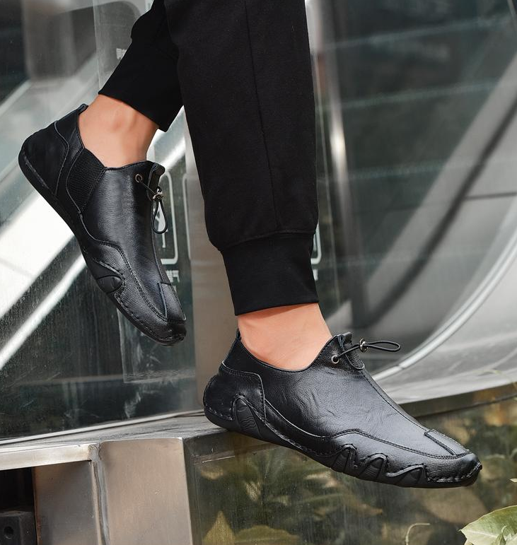 Herren Slipper Freizeitschuhe aus Leder Leichte Mokassins zum Hineinschlüpfen