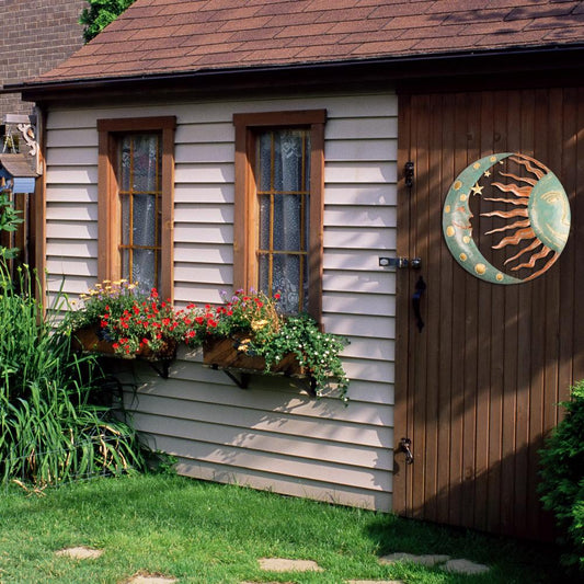 Décoration murale Soleil Lune, étanche, durable, en métal, pour la maison