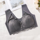 Yifare【50-110KG】Plus Size Push-Up Lace Front Closure Bra