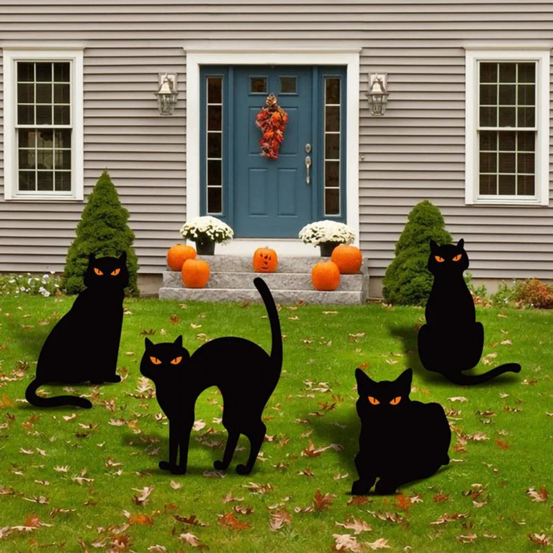 Halloween Dekorationen Metall Schwarze Katze Dekorativer Garten