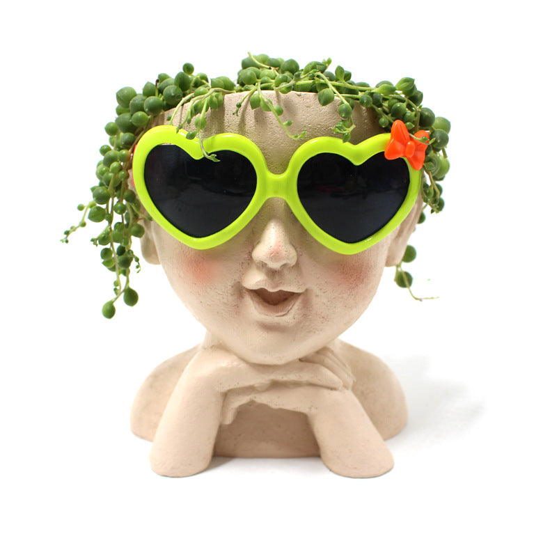 Pot de fleurs visage Pot de fleurs tête Pot de fleurs succulent en sueur