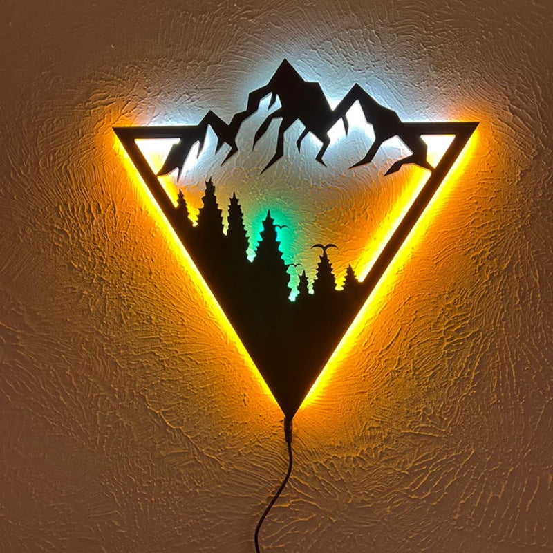 Geometrischer Berg – LED beleuchtete Wanddekoration Dschungel