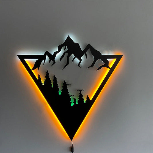 Montagne géométrique - Décoration murale lumineuse LED Jungle
