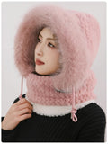 Women's scarf and plush hat two-piece set