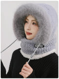 Women's scarf and plush hat two-piece set