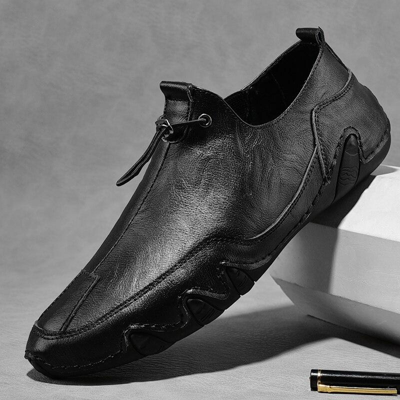 Herren Slipper Freizeitschuhe aus Leder Leichte Mokassins zum Hineinschlüpfen
