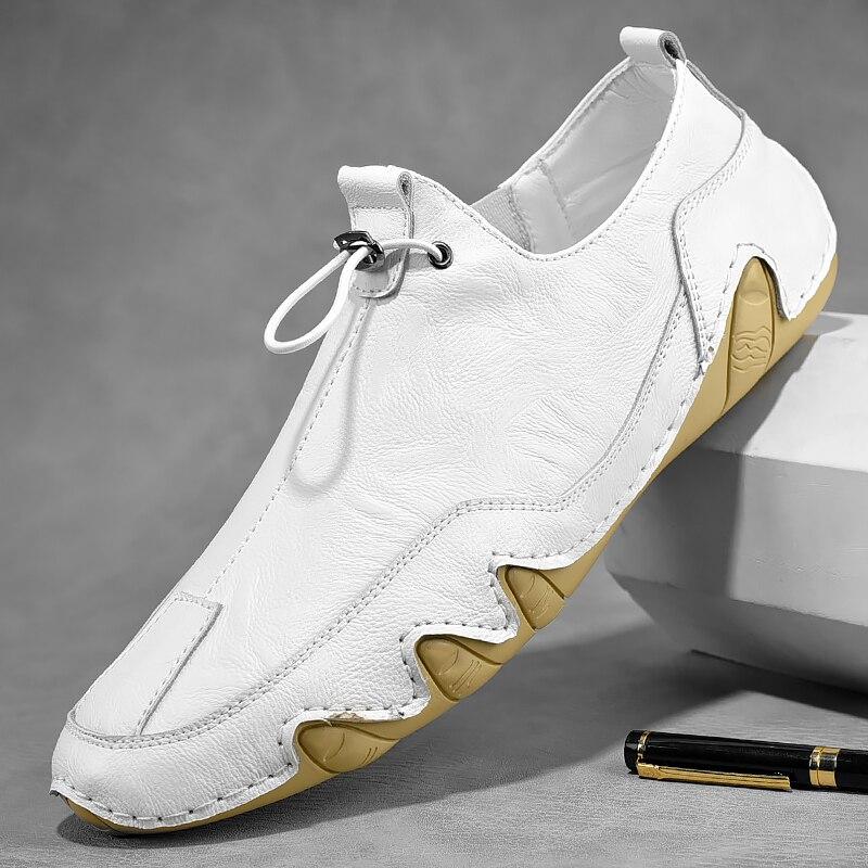 Herren Slipper Freizeitschuhe aus Leder Leichte Mokassins zum Hineinschlüpfen