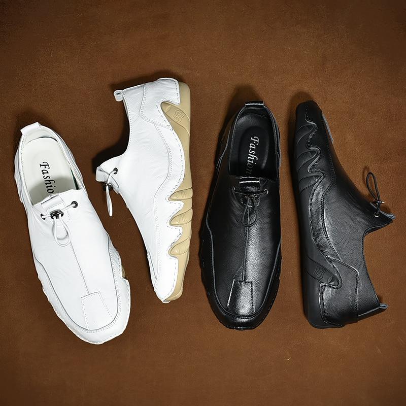 Herren Slipper Freizeitschuhe aus Leder Leichte Mokassins zum Hineinschlüpfen