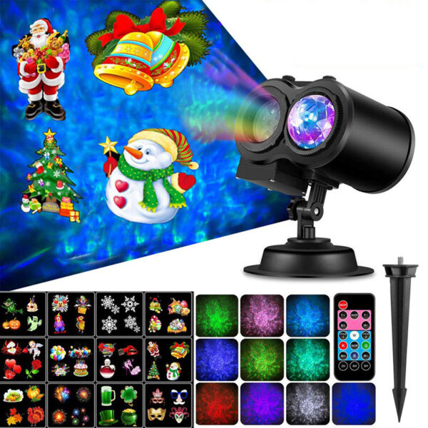 Halloween Projektor Lichter 16 Muster Folien Ozeanwelle 2-in-1