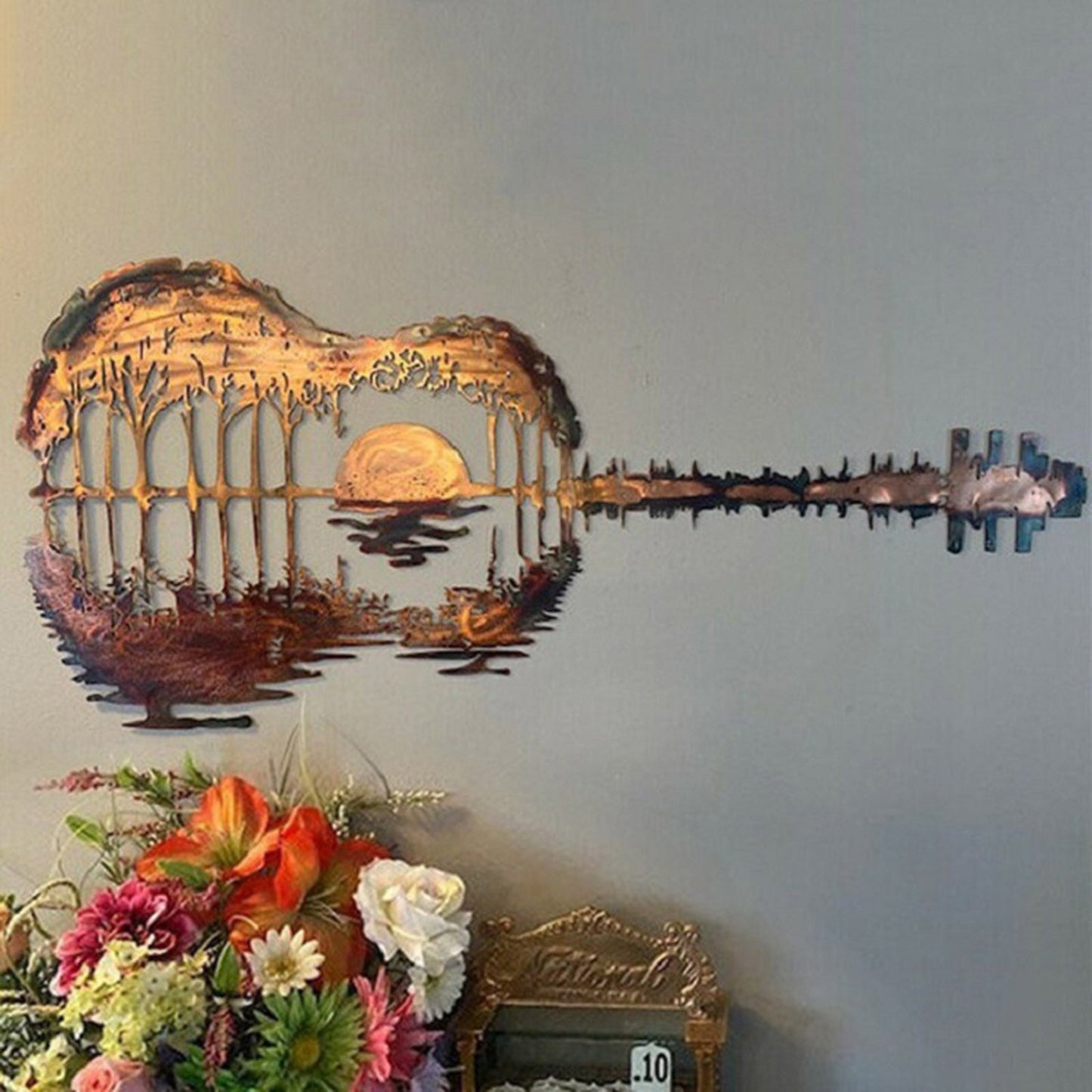 Handgemachte abstrakte Gitarre aus Metall | Gitarristenkunst