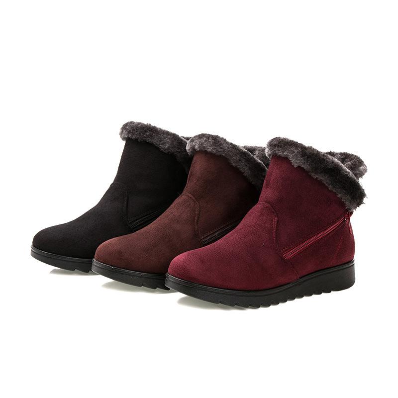 Dropshipping Freizeitstiefeletten Damen Winter Knöchelstiefel Damenschuhe 2021 Neue Mode Rutschfeste Warme Plüsch Reißverschluss Damen Schneestiefel