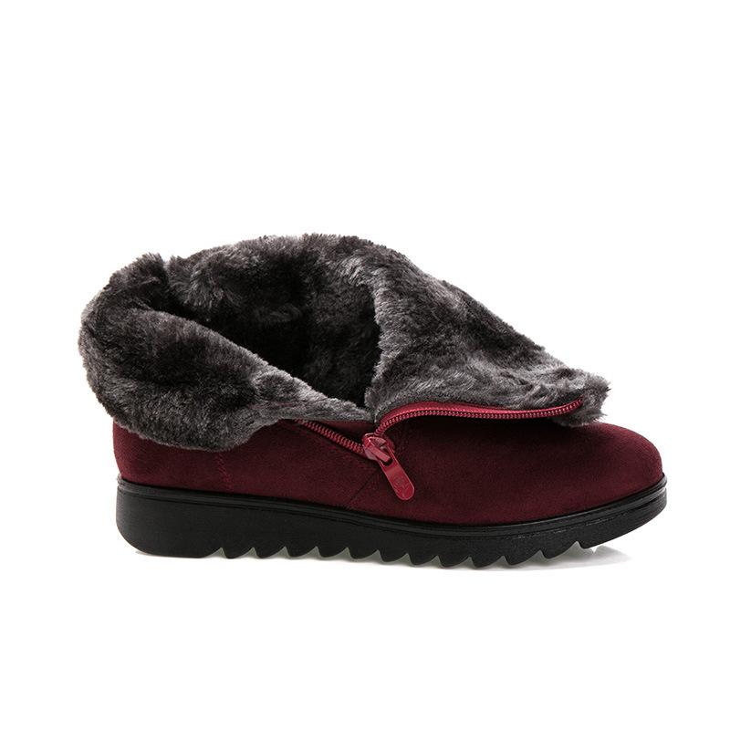 Dropshipping Freizeitstiefeletten Damen Winter Knöchelstiefel Damenschuhe 2021 Neue Mode Rutschfeste Warme Plüsch Reißverschluss Damen Schneestiefel
