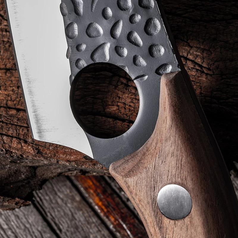 Japanisches Kochmesser, Handgeschmiedetes Ausbeinmesser 6” Hackbeil