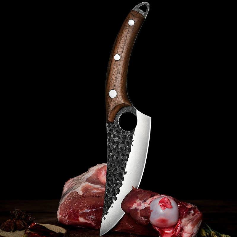 Japanisches Kochmesser, Handgeschmiedetes Ausbeinmesser 6” Hackbeil
