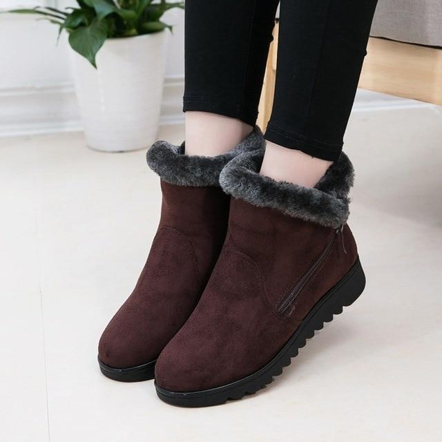 Dropshipping Freizeitstiefeletten Damen Winter Knöchelstiefel Damenschuhe 2021 Neue Mode Rutschfeste Warme Plüsch Reißverschluss Damen Schneestiefel