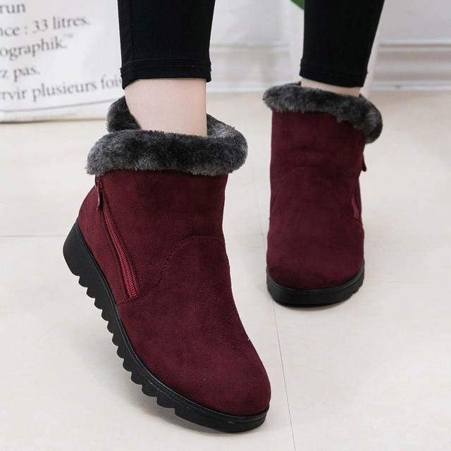 Dropshipping Freizeitstiefeletten Damen Winter Knöchelstiefel Damenschuhe 2021 Neue Mode Rutschfeste Warme Plüsch Reißverschluss Damen Schneestiefel