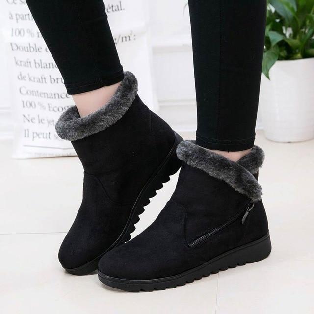 Dropshipping Freizeitstiefeletten Damen Winter Knöchelstiefel Damenschuhe 2021 Neue Mode Rutschfeste Warme Plüsch Reißverschluss Damen Schneestiefel