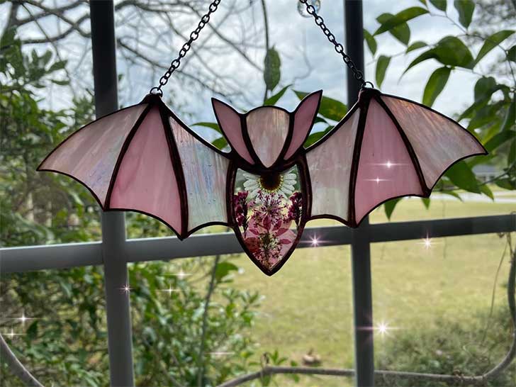 Bat Stained Glass Light Catcher Window Hanging