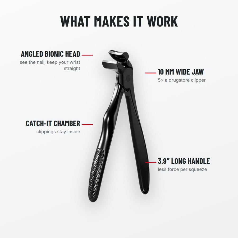 Angled bionic head, 10mm wide jaw, catch-it chamber and 3.9 inch long handle
