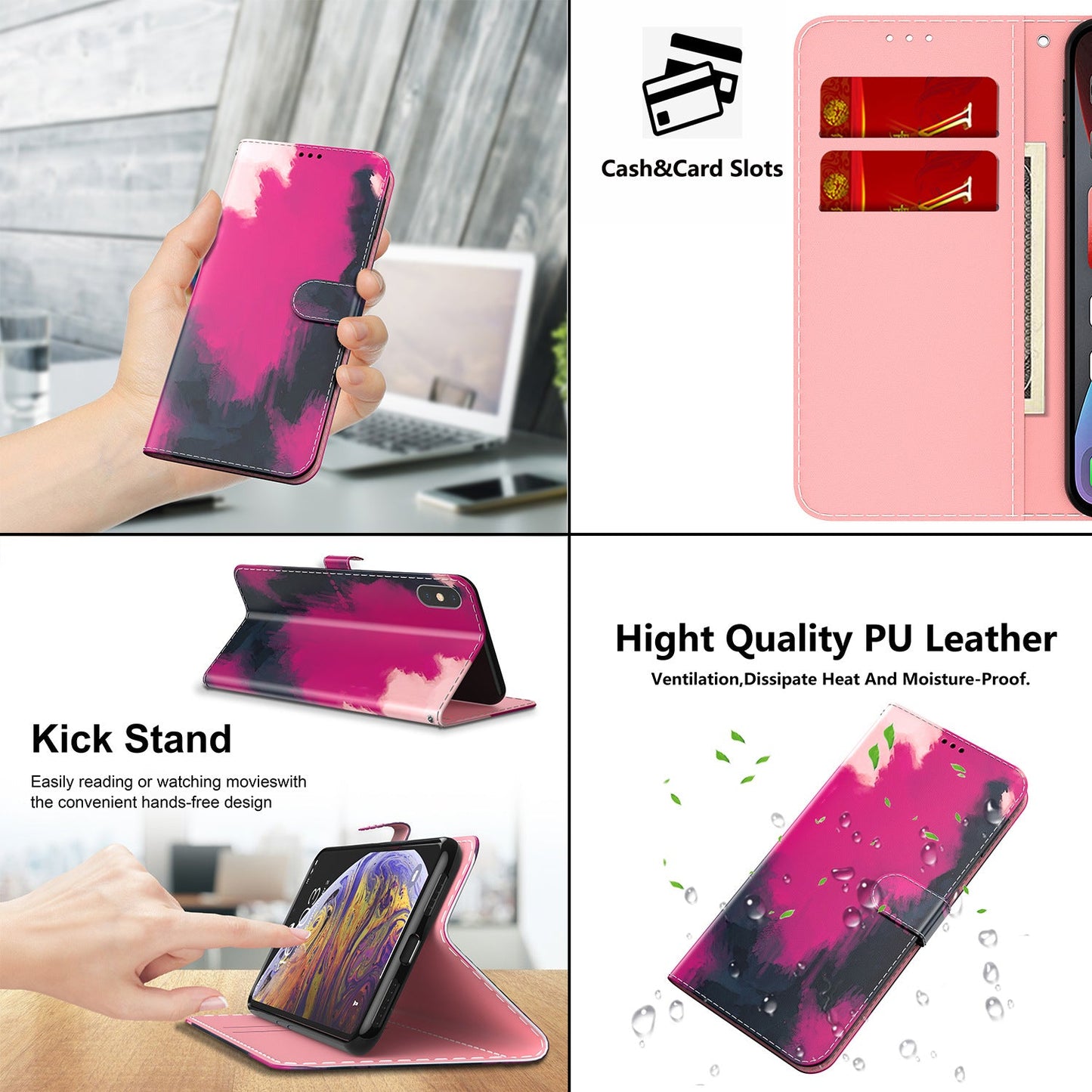 Aquarell Graffiti Flip Wallet Handyhülle für Samsung