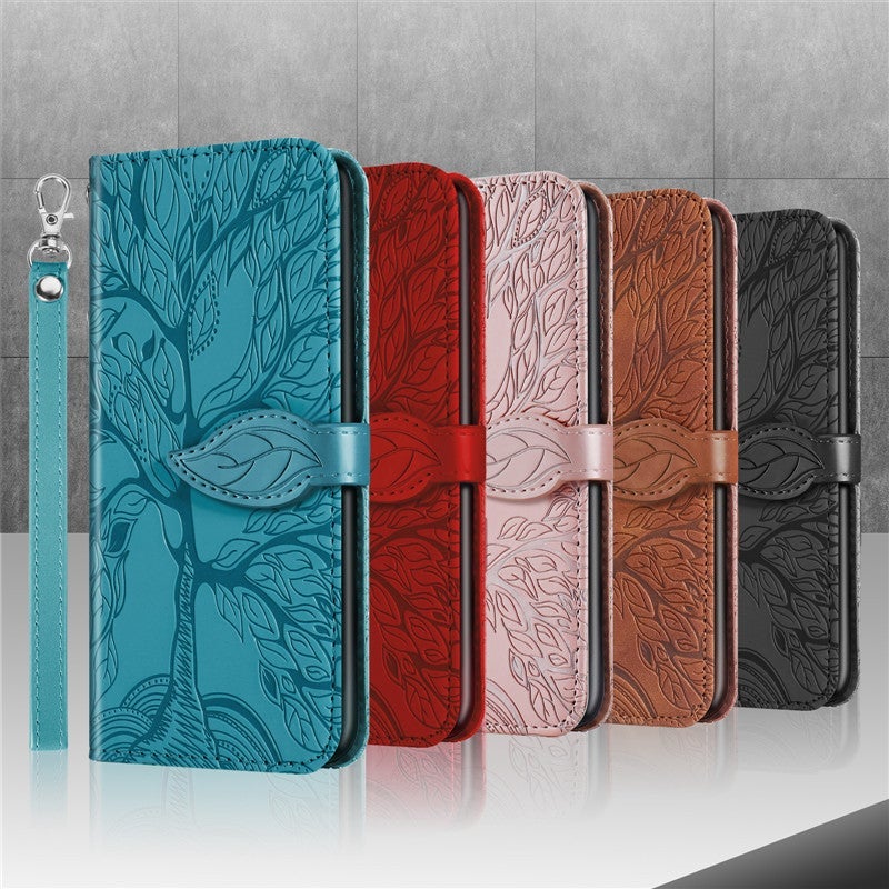 Neue 3D geprägte Lebensbaum-Brieftaschen-Handyhülle für Samsung A-Serie