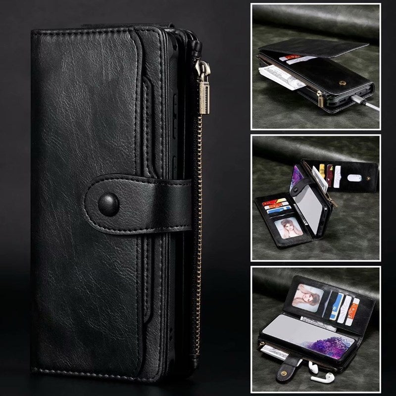 Multifunktionale Retro-Handyhülle mit geteiltem magnetischem Klappverschluss und Brieftaschenfunktion für Samsung