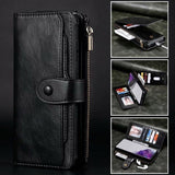 Multifunctional Retro Split Magnetic Flip Wallet Phone Case For iPhone