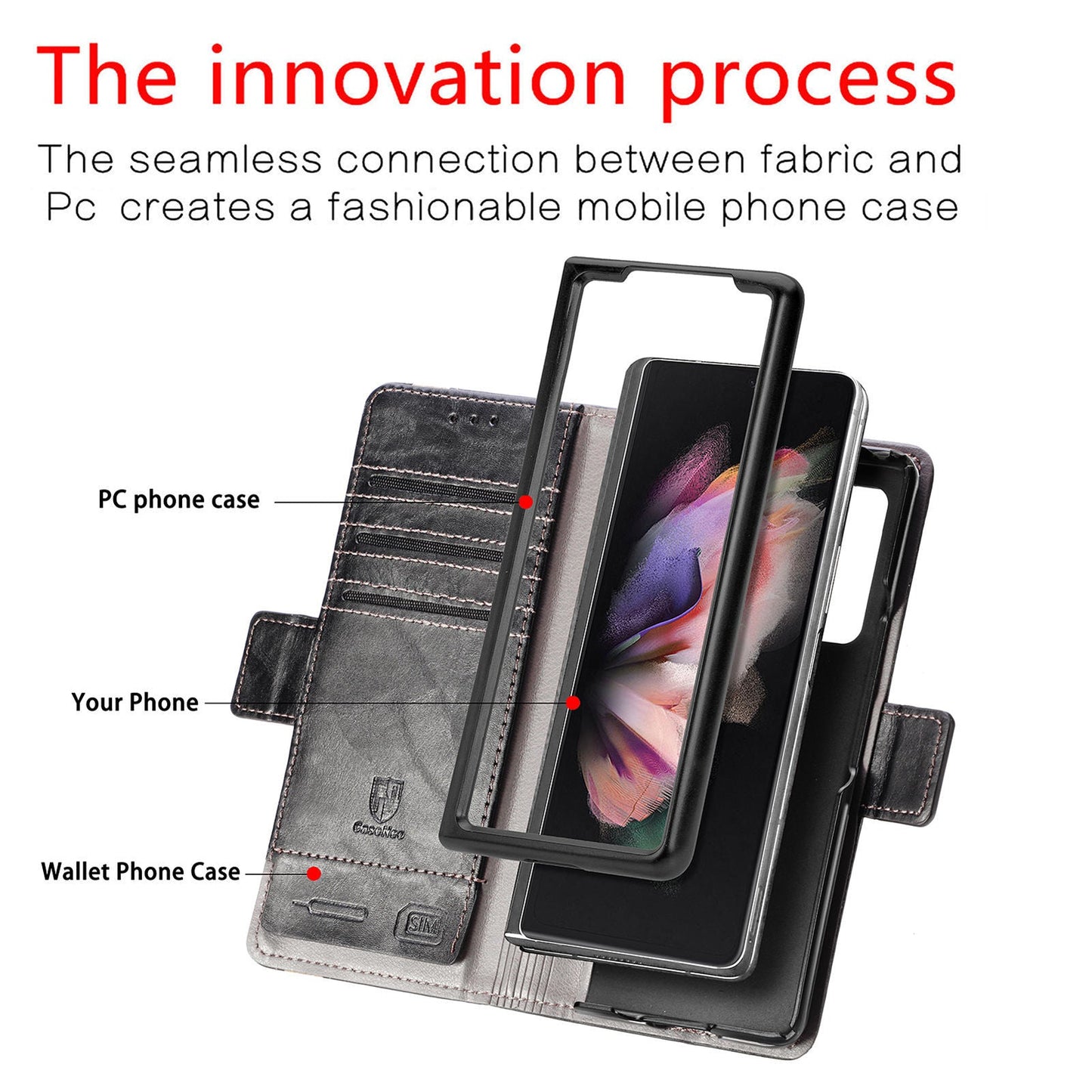 Magnetische Leder-Handyhülle für Samsung Galaxy Z Fold3 5G