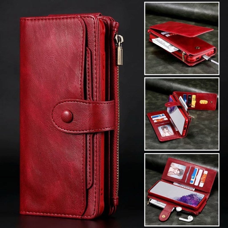 Multifunktionale Retro-Handyhülle mit geteiltem magnetischem Klappverschluss und Brieftaschenfunktion für Samsung