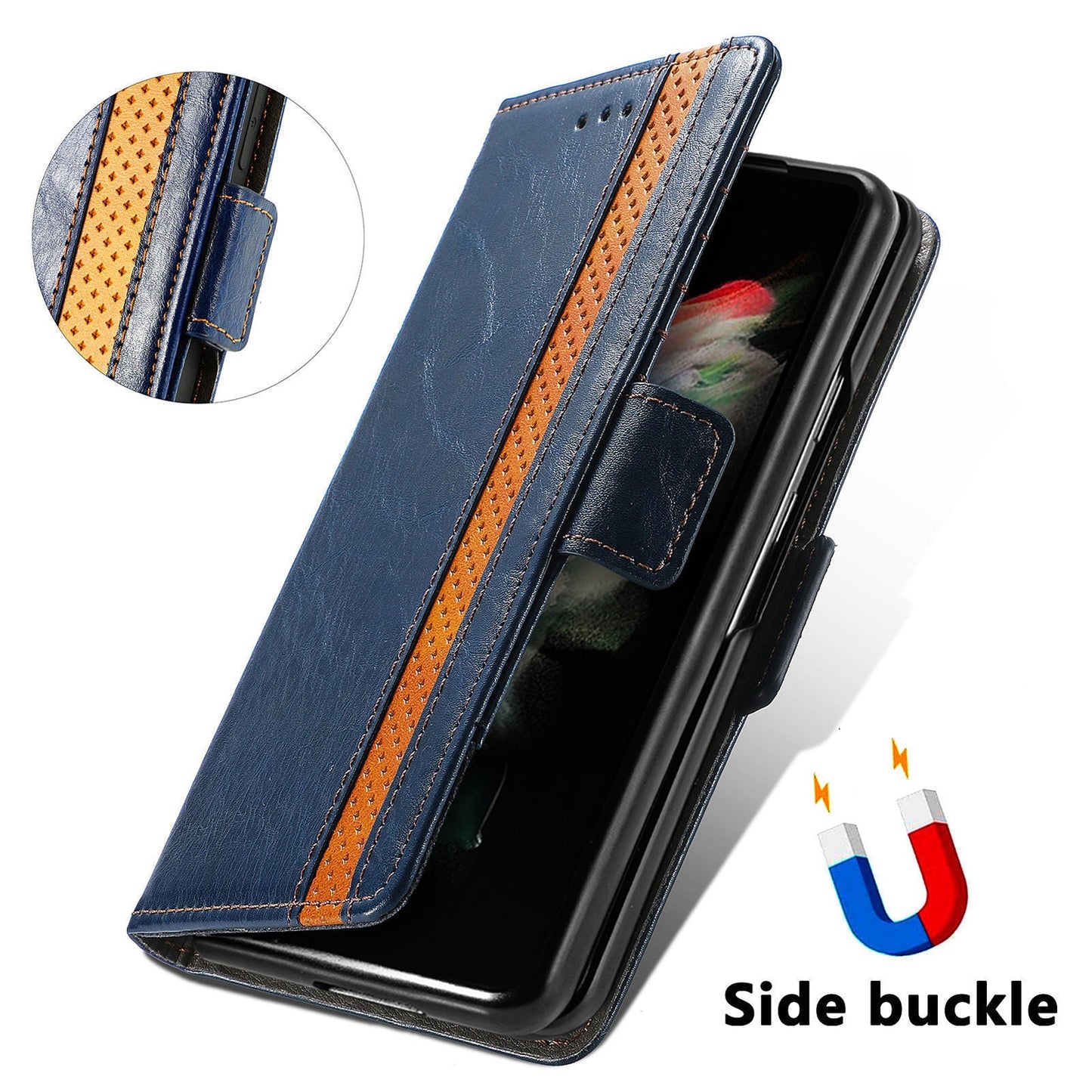 Magnetische Leder-Handyhülle für Samsung Galaxy Z Fold3 5G