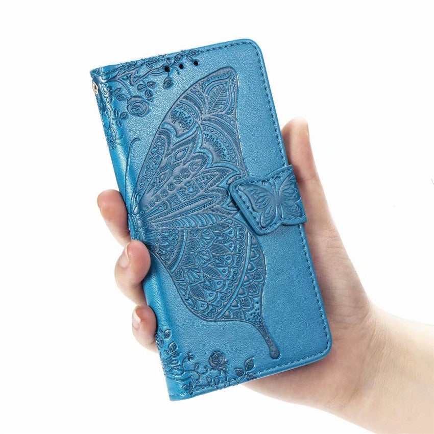 Neue luxuriöse Brieftaschen-Schutzhülle aus geprägtem Leder mit Schmetterlingsmotiv für iPhone 7 Plus/8 Plus