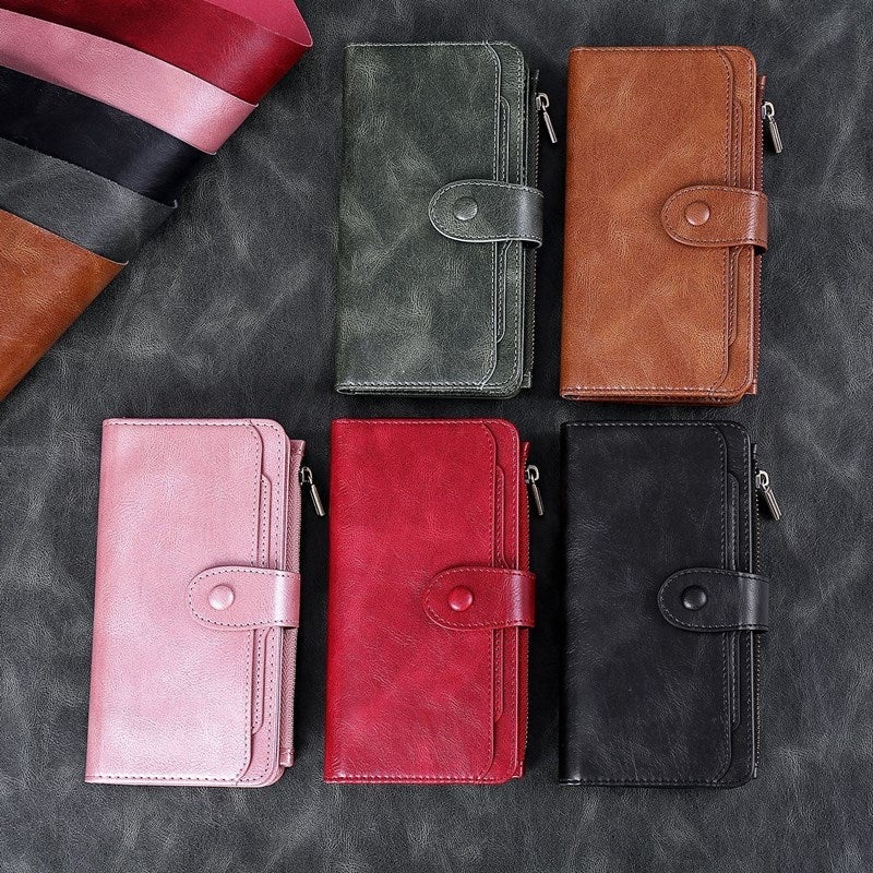 Multifunktionale Retro-Handyhülle mit geteiltem magnetischem Klappverschluss und Brieftaschenfunktion für Samsung